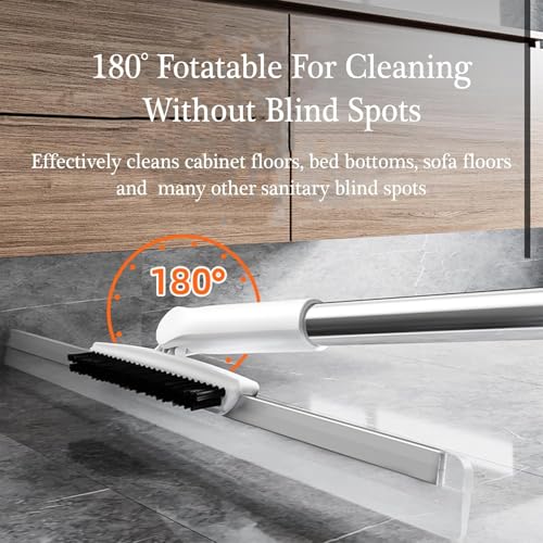 Image of Multifunction || Silicone Floor Squeegee with Long Handle || 180 Degree Rotatable Wiper || Detachable Indoor Scraping || Magic Wiper Brush Pet Hair || 2 in 1 Mini-Brush (White)