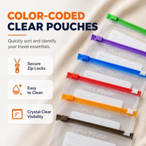 Image of Waterproof Pill Pouch Set-14pcs Bags Inside - A8 Waterproof Pill Organizer Set,7 to 14 Days of Meds & Medicine Crush-Resistant Shell (Black)