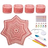 Haorino Blanket Crochet Kit - Crochet Blanket Kit with Mohair Gradient Yarn, Seven Star Blanket with Step-by-Step Video Tutorials for Adults, DIY Gift for Craft Lovers