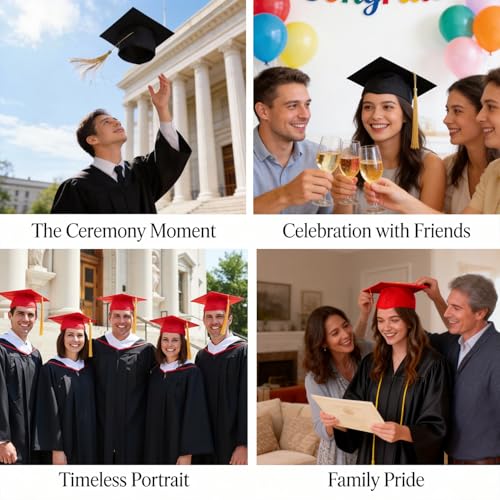 Bachelor Hut Doktorhut Absolventenkappe, Graduation Cap für Studium und Abitur, Universität und Hochschule, Verstellbarer Abschluss Hut mit Quaste, Einfach und atmosphärisch Schwarz-Gelbe Quaste