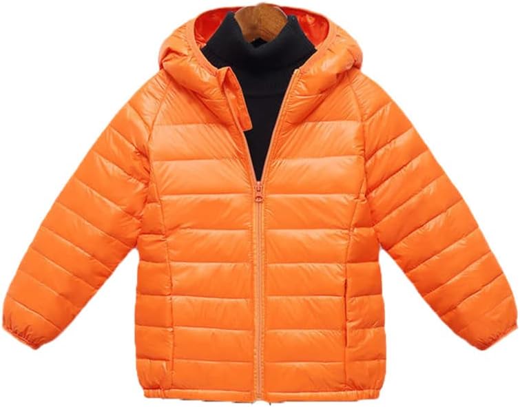 White Duck Down Jacket Hooded Children Jacket Outerwear Boy and Girl Warm Down Coat Kids Winter Jacket Orange 5