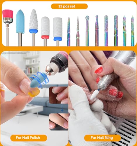 Set de 13 brocas para taladro de uñas con soporte de silicona miniatura 6