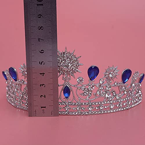 Tiaras y coronas para mujer, elegante tiara nupcial de lujo con diamantes de imitación azules, tiaras y coronas de cristal para bodas, tiaras para desfiles, accesorios de joyería para el cabello.Blue,