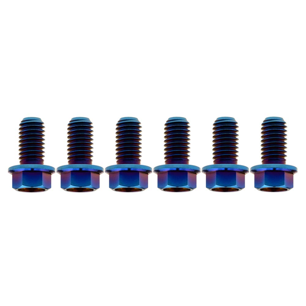 Titanium Bolt M8x15 20 25 30 35 40 45 50 55 60 65mm Small Flange Hex Head Screws for Motorcycles Parts Pitch 1.25mm Pack of 6 (M8x15mm, Burned Blue)