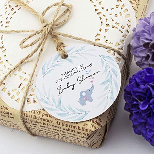 Summer-Ray 50pcs Thank You for Coming to My Baby Shower Baby Elephant Theme Thank You Tags Favour Tags, white, 50 Count (Pack of 1) - Image 3