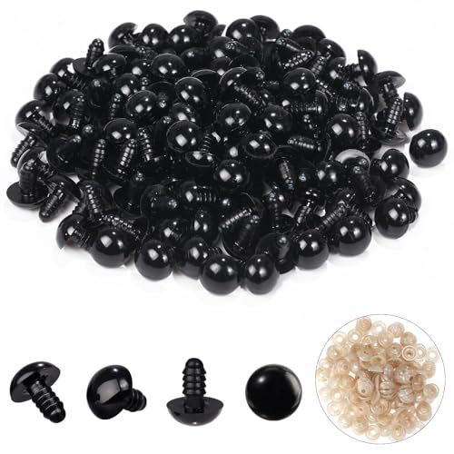 Vanblue 260pcs 14mm Safety Eyes for Amigurumi with Washers Black Safety Eyes for Crocheting Plastic Crochet Eyes for Stuffed Animals Doll Animals for Teddy Bear Crafts Making Halloween Decorations