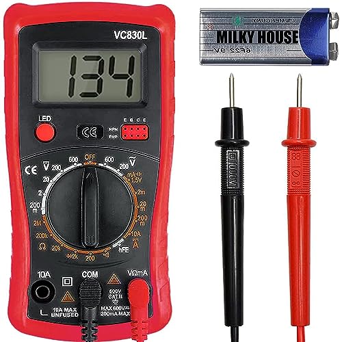 Image of Pocket Multimeter Voltmeter, Electric Tester With Backlight LCD Data Hold, Voltage Power Continuity With AC /DC Ohm Volt Amp Diode Digital Measurement