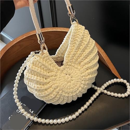 Conch Woven Bag Fashion Creative Design Pearl Chain Versatile Leisure Seaside Holiday Commuting Shoulder Messenger Bag2