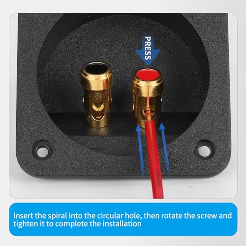3.1 Inch Square Push Spring Speaker Terminal Cup,2-Way Speaker Terminals with Gold Plated Binding Posts,Bare Wire Connection,1 Pack