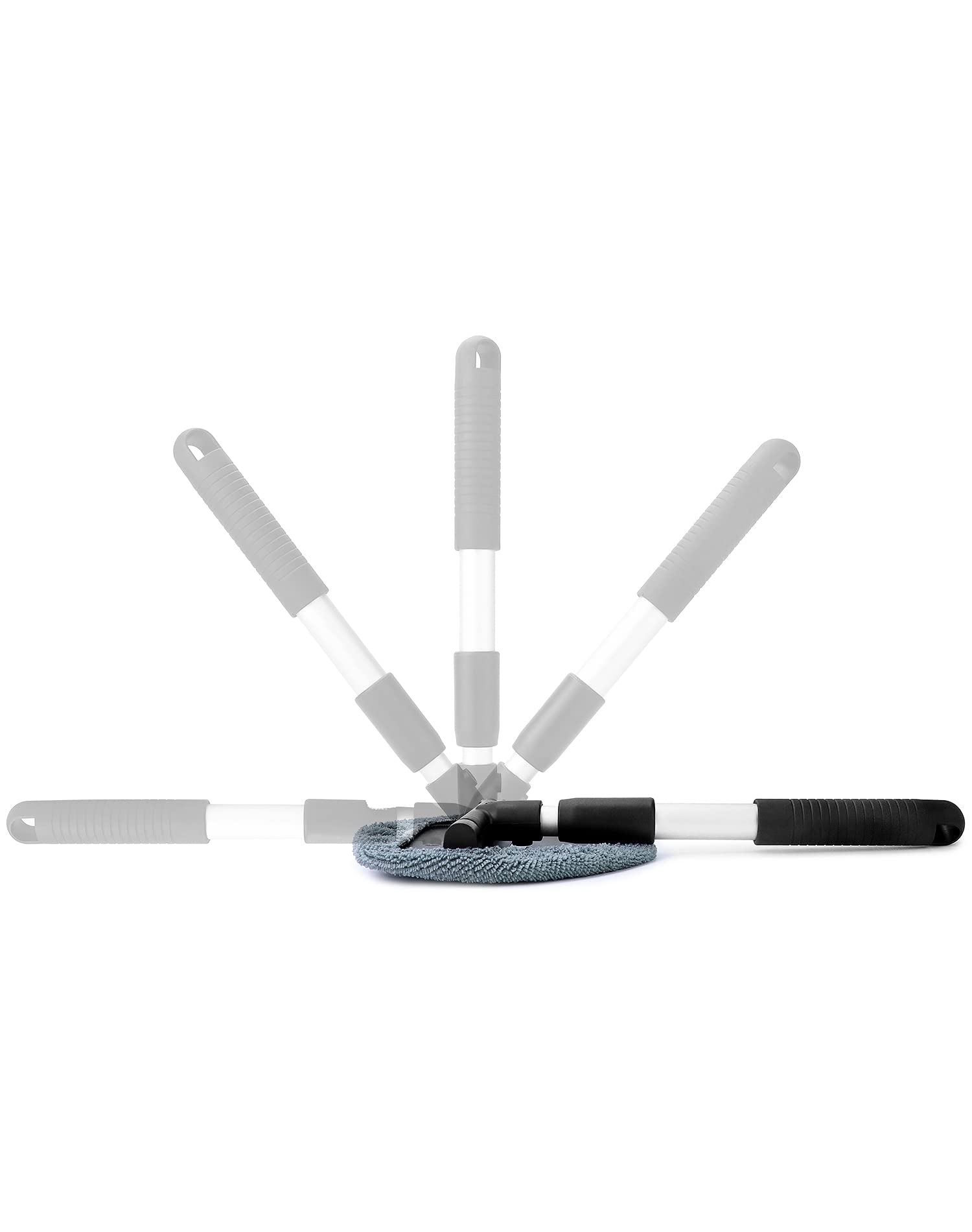 QWORK® Auto Window Cleaner, wysuwane narzędzie do czyszczenia szyb samochodowych, trójkątna płyta, obrotowy uchwyt 180 °, zawiera 3 zmywalne podkładki