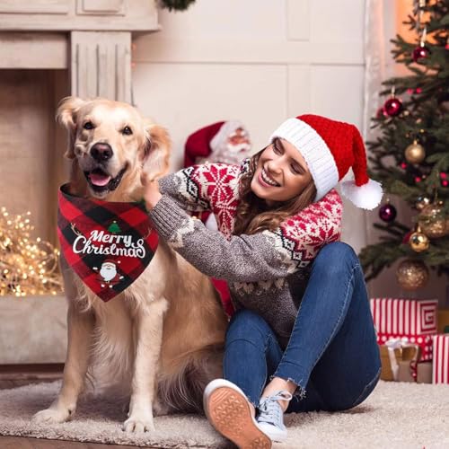2 Stück Weihnachten Haustier Bandana,Halstuch Hund Weihnachten,Pets Dreieck Lätzchen,Haustier Bandanas,Halstuch Einstellbare für Hunde Katze,Pets Halstuch Deko,Dreieckstuch