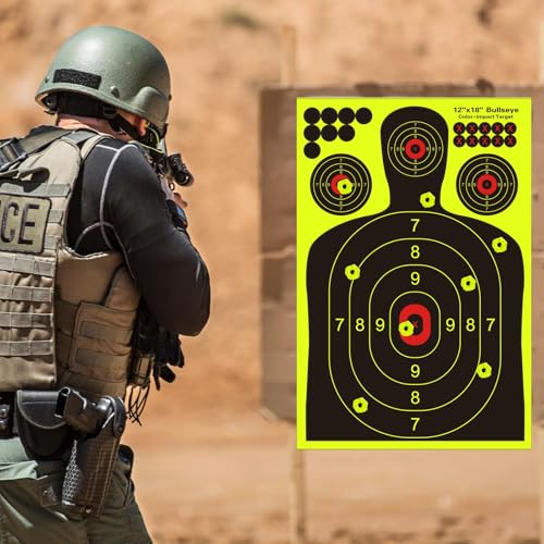 12x18 inch silhouette splatter targets - bright fluorescent yellow easily seen on impact when hitting target for bb guns airguns rifles indoor and outdoor ranges 102550100 pack