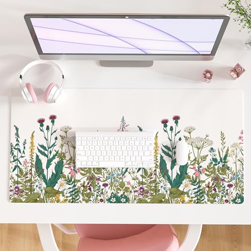 QIYI PU Leather Large Mouse Pad, Waterproof Desk Mat, 31.5" x 15.7", Field
