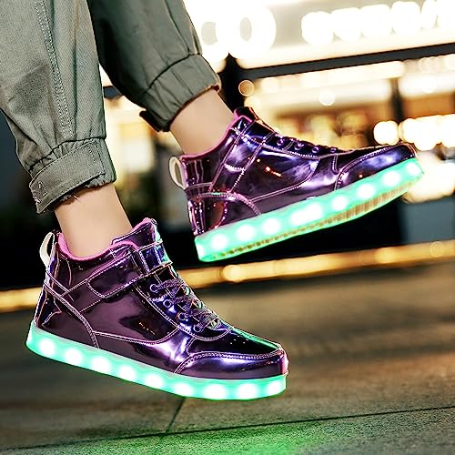 Image of JEVRITE Unisex LED Light Up High Top Sneakers - USB Charging for Women & Men - Couples Shoes