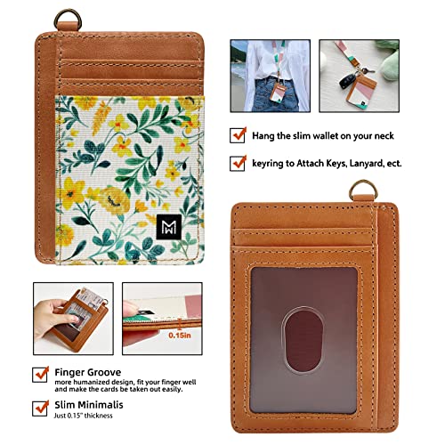 Image of Credit Card Holder Wallet for Women Slim Minimalist Wallet RFID Blocking Leather Wallets Elastic Front Pocket Wallet for Women