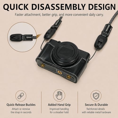 Bowan funda parcial de cuero para Sony RX100 negra miniatura 2