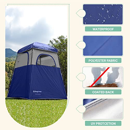 Kingcamp Shower Tent, Extra Large Portable Single Shower Tent For Camping Outdoor, Versatile Privacy Tent Dressing Changing Tent With Floor, Blue #TOP3