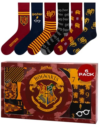 Wizarding World Harry Potter Calcetines Hombre Regalos Originales Para Mujer 6 Pares 40-45 Hogwarts 6 Pares