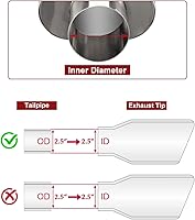 Vista 3 de Upower - Punta de escape cuadrada de 2.5 pulgadas con entrada de 3 pulgadas x salida de 5.5 pulgadas, 9 pulgadas de largo, cromo, acero inoxidable