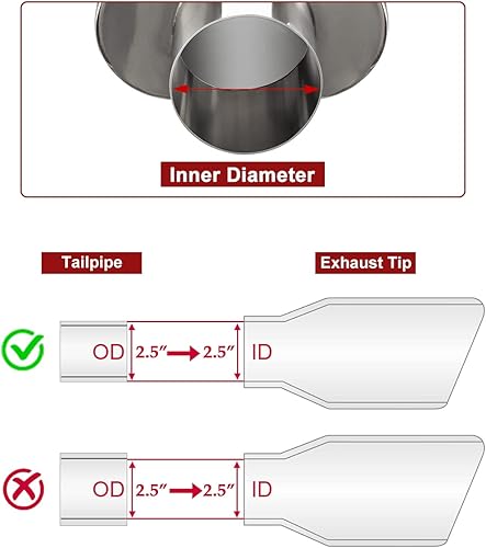 Miniatura 3 de Upower - Punta de escape cuadrada de 2.5 pulgadas con entrada de 3 pulgadas x salida de 5.5 pulgadas, 9 pulgadas de largo, cromo, acero inoxidable