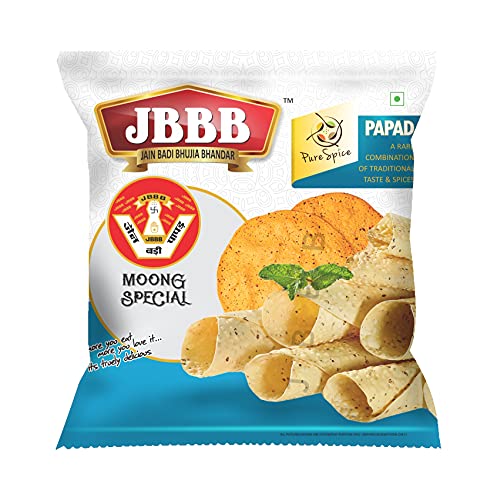 Image of JBBB Moong Special Plain Papad 400g Pack | Homemade Crispy Tasty Moong Daal Papad with Traditional Indian Spices | Crispy Indian Snacks Easy Digestive Rajasthani Snack for Lunch, Dinner & Daily Eating