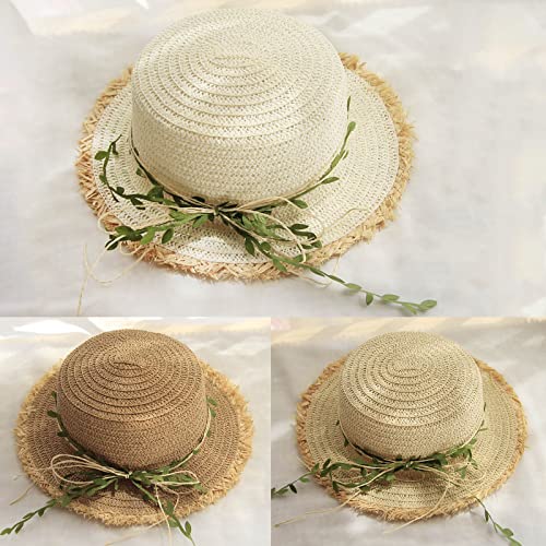 Bucket hat,Lovely Leaf Decro Sunshade Straw Parent-Child for Sun Fisherman for Sun for for Beach2