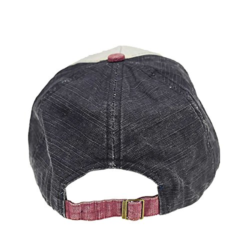 LONGTEN Boné de beisebol vintage jeans algodão desfiado borda ajustável unissex, A - vermelho a, Tam