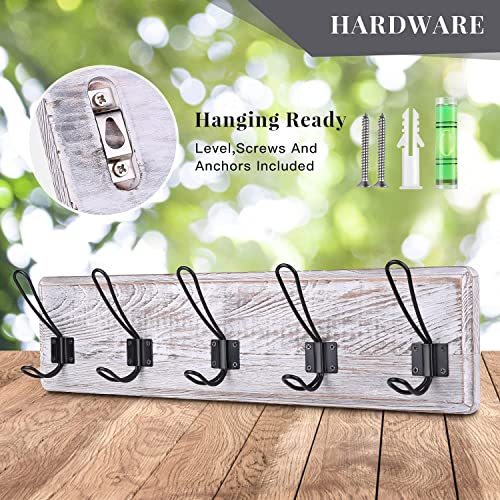 Yihata Coat Hooks For Wall, 24" Wall Coat Rack With 5 Hooks Wall Mounted Solid Pine Wooden Entryway Towel Coat Hooks-Heavy Duty Hooks #TOP1