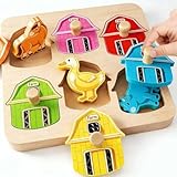 Montessori Spielzeug ab 1 Jahr, Greifpuzzle Steckpuzzle Sortierspiel für Mädchen Jungen Kinder 12-36 Monate, Dinosaurier Tier Eier Holzspielzeug Geschenk für Ostern Geburtstag Weihnachten