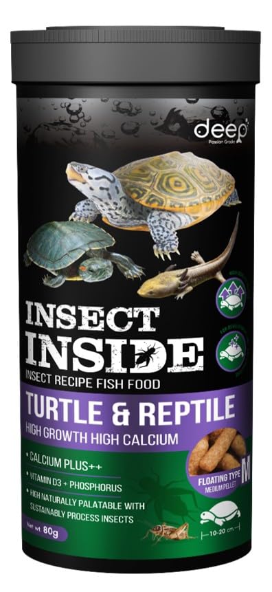Deep Insect Inside (Cricket) with Calcium Plus++, Vitamin D3 Super Premium Food for Turtle & Reptile High Growth Small Pellet 80gm