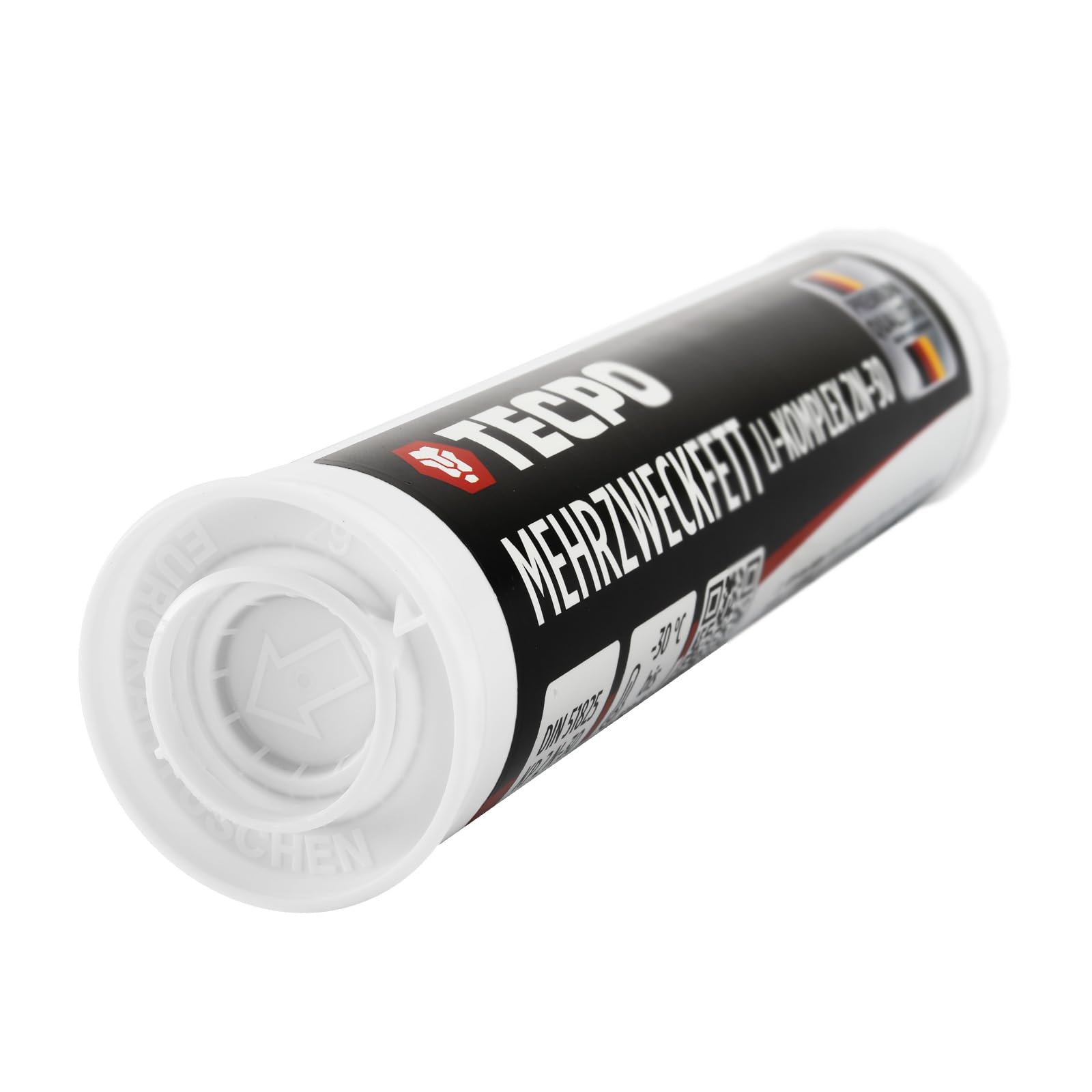 TECPO Grasa multiusos de alto rendimiento, complejo Li 2N-30, 12 x 400 g, con cartucho de prensa manual, grasa de larga duración, grasa para rodamientos, reduce la fricción y los golpes, con prensa de