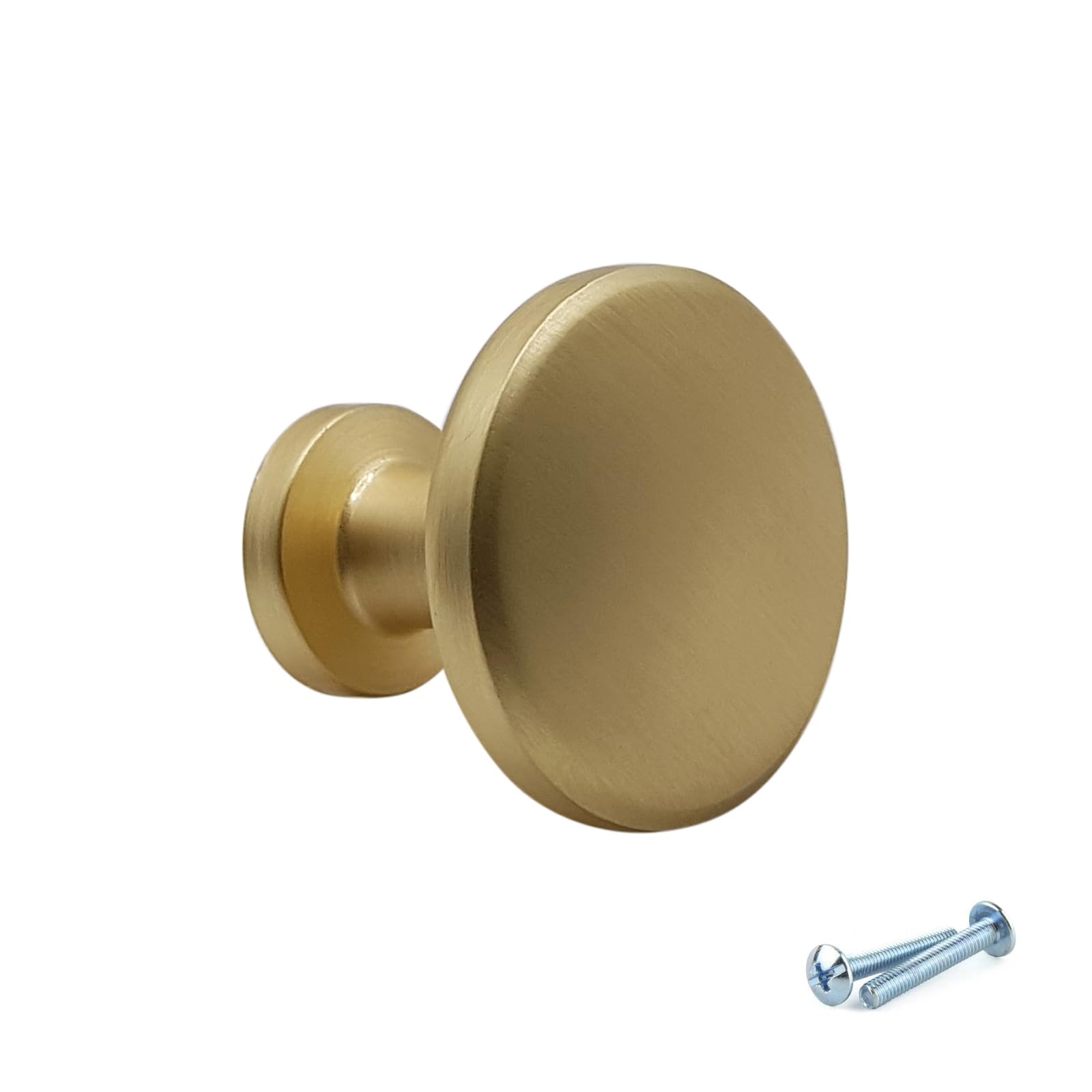 M4tec Brushed Brass Door Knobs For Kitchen Cupboard Door Handles, Kitchen Cabinet Handle, And Drawer Handles, Bedroom Furniture Wardrobe Door Knobs - Vf8 Series: 28Mm