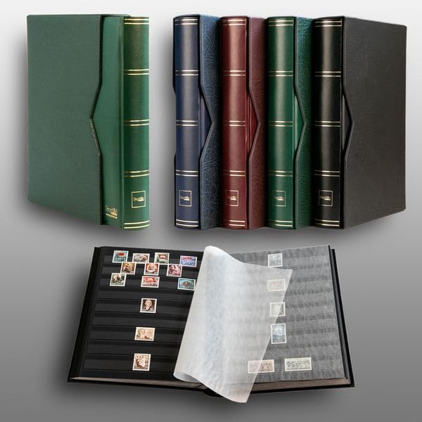 Prophila Collection 64 Black Pages Padded Stamp Album with Cassette Green Cover, 23 x 30.5 cm - Image 2