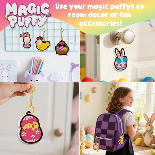 Image of MZYTOZA Magic Foam Texture Painting Kit - 3D Art Craft Aqua Magic Puffs Paint Kit, 15 Mess-Free Paint by Number Craft for Kids (Double-Sided Aqua Magic Puffs Easter Bunny)