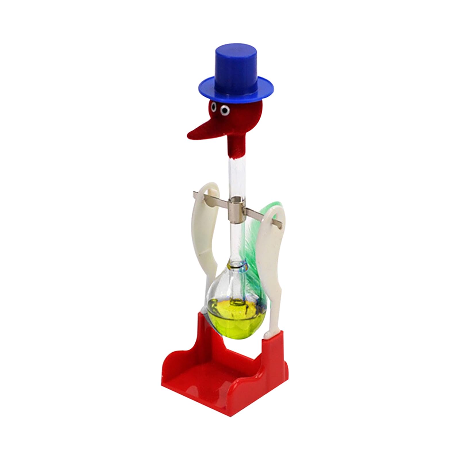 Drinking Bird Desk Toy, Glass Dipping Bird Perpetual Motion Science Gadget, Physics Gifts for Teacher, STEM Educational Toy for Kids & Adults, Novelty Magic Prank Desk Accessory Yellow