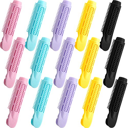 15 Pieces Volumizing Hair Root Clip Fluffy Hair Clip DIY Curler Fluffy Clamps Rollers Fluffy Hair Roots Hair Styling Tool Naturally Fluffy Curly Hair Styling Tool Rollers, 5 Bright Colors