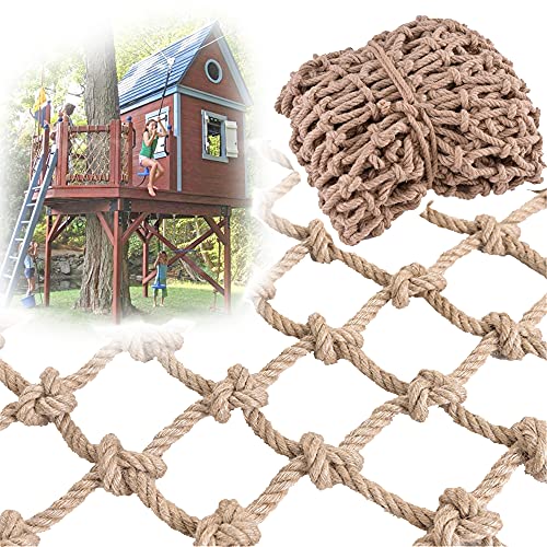 TGHY Hemp Rope Net for Treehouse Child Stair Safety Net Rope Ladder Heavy Duty Cargo Net Truck Trailer Net Birds Net Balcony Railing Protection Fence Net Grid 20cm,2 * 4m(6.6 * 13.1ft)