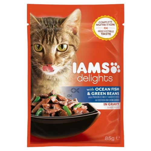 Iams Delights erwachsen saumon & Cabillaud en sauce 85 g