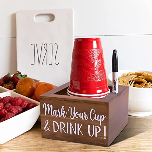 Zingoetrie Natural Solo Cup Holder, Wooden Party Cup Organizer Storage Party Cup Dispenser Cup Mark Your Cup And Drink Up For Bathroom Kitchen Bar Counter Rustic Farmhouse Home Party Decor #TOP3