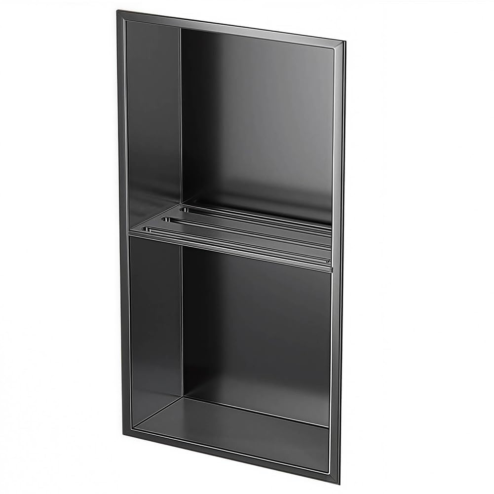 Douche en acier inoxydable et armoire de rangement intégrée pour salle de bain