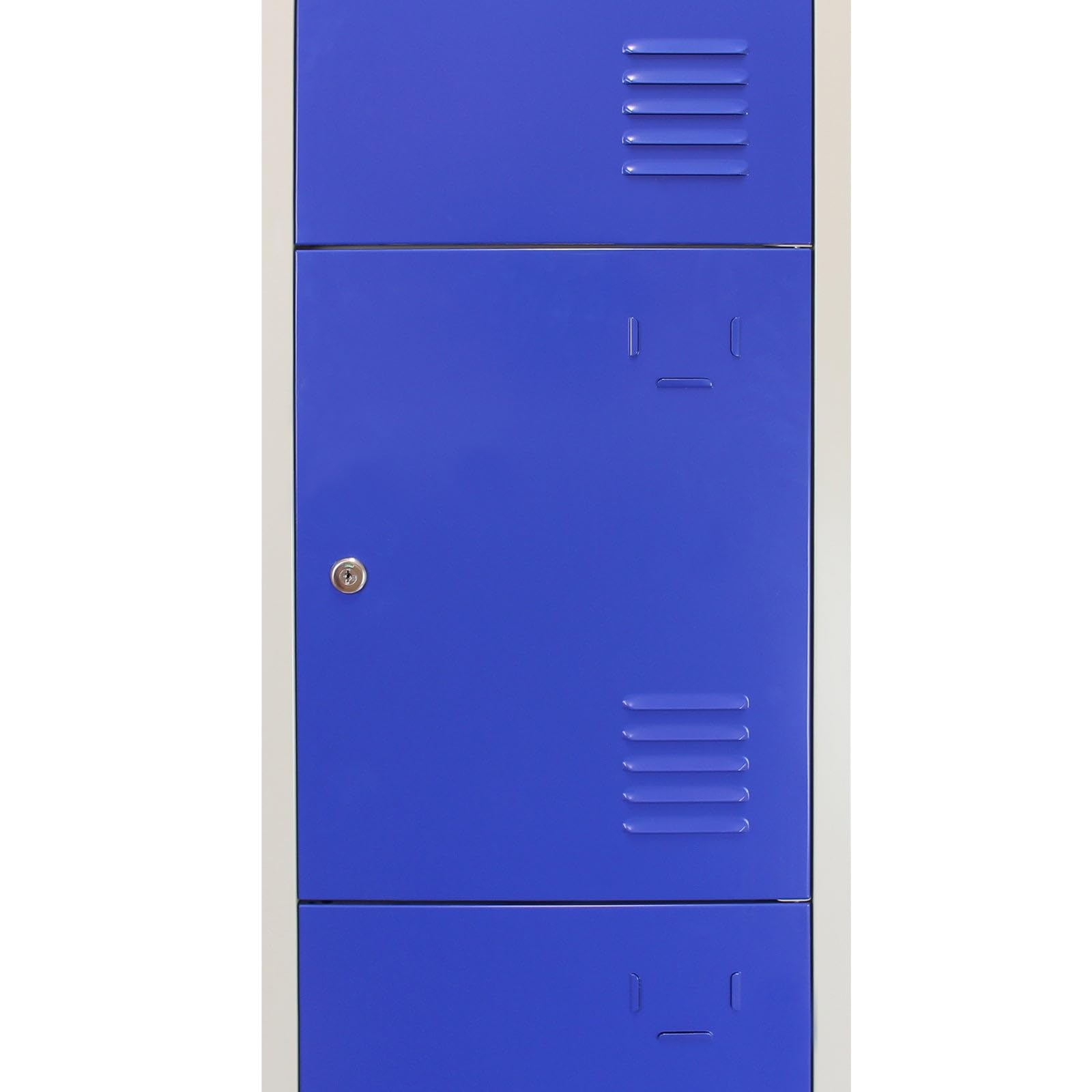Monster Shop - 3 Armadietti da Montare con 4 Porte Blu in Acciaio 45cm x 114cm x 180cm per Scuole, Palestre e Spogliatoi