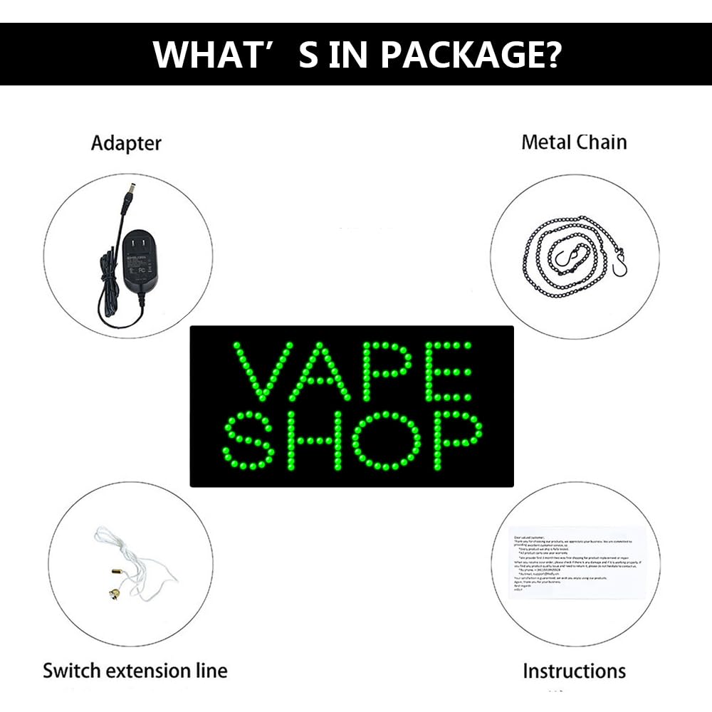Amazon.com: LED Vape Shop Sign for Business, Super Bright LED Open Sign for  Smoke Shop, Electric Advertising Display Board for Window Wall Decor. 24" x  12" : Office Products