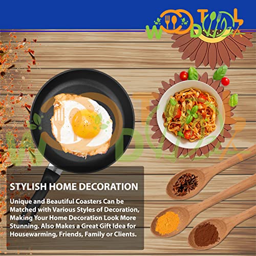 Image of Silicone Trivet Mat - Sunflower Hot Pot Holder Pads - Coasters for Kitchen - Placemat for Hot Dishes - Hot Pads for Table (Set of 4, Meduim, Brown)