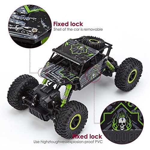 Image of Kids Choice Rock Crawler 1:18 Scale 4Wd 2.4 Ghz 4X4 Rally Car Rc Monster Truck Kids Play Toys, Green
