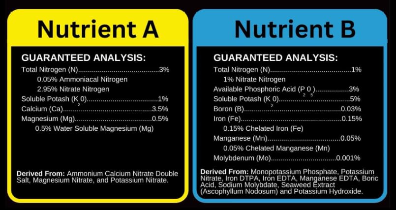 Fertilizer Hygrozyme Nutrient 3-0-1 A, 1-3-5 B 32oz Set