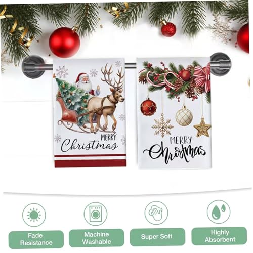 Toallas navideñas absorbentes de microfibra para manos de hogar 7