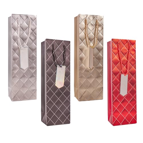 12Pack Wine Gift Bags for Bottles 13.7 Luxury Wine Bags with Gift Tags for Men Womens Birthday Fathers Day Weddings Christmas Thanksgiving Halloween Easter Mothers Day (Multi)
