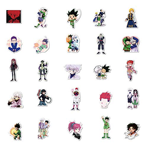 50pcs Japanese Hunter×Hunter Anime Stickers Waterproof Laptop Stickers Car Bicycle Suitcase Computer Water Bottle Mobile Phone Stickers Water Resistant Decals (HXH 1)