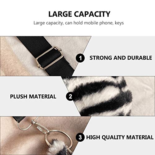 SOIMISS Moda Adorável Zebra Impresso Axila Bolsa Pelúcia Fofo Moderno Bolsa de Ombro Crossbody Bolsa