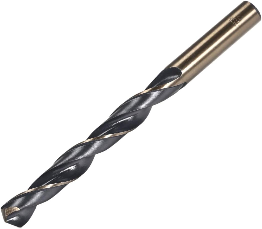 uxcell Straight Shank Twist Drill Bits 12mm Gold Titanium & Black Nitride Coated High Speed Steel (HSS) 4341 with 12mm Shank for Stainless Steel Alloy Metal Plastic Wood